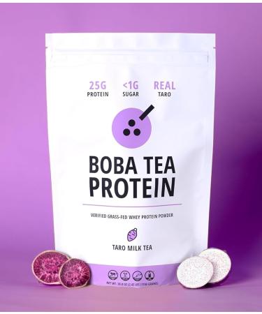 Boba Tea Protein Taro Milk | 25g Grass-Fed Whey Protein Isolate Powder | Gluten-Free & Soy-Free Bubble Tea Drink | Real Ingredients & Lactose-Free Protein Drink | 25 Servings - Buy Online on GoSupps.com