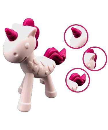 Unicorn Silicone Teether for Infants & Toddlers | BPA-Free Organic Hand Pacifier | Freezer Safe Baby Chew Toy | Pink - Buy Online on GoSupps.com