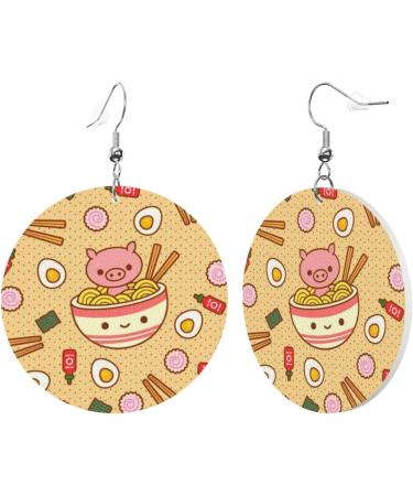 OPSREY Delicious Sweet Ramen printed Fashion round Earring Leather Stud Earring Dangling Decorative Earring - Buy Online on GoSupps.com
