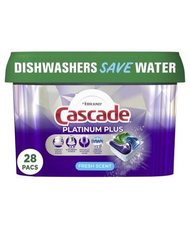 Cascade Platinum Plus Dishwasher Pods Dish Detergent ActionPacs Fresh 28 Count