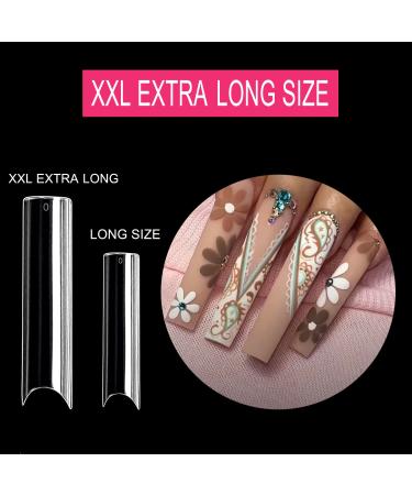 Buy No C Curve Square Flat Nail Tips - SWETIDY 500Pcs XXL Extra Long Acrylic Clear - Half Cover French Fake Nails for Salon & DIY - 10 Sizes - Buy Online on GoSupps.com