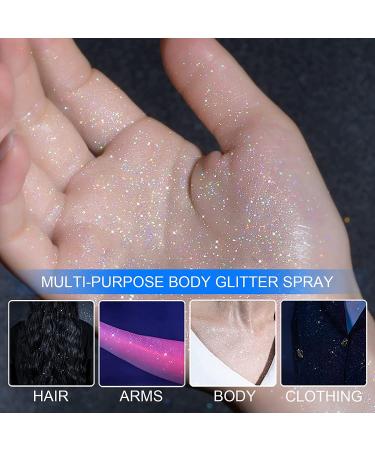 Glitter Shimmery Body Spray - Quick-Drying & Waterproof | Makeup Highlighter for Skin, Hair & Clothing | Prom, Festival & Stage Makeup | 2oz - Buy Online on GoSupps.com