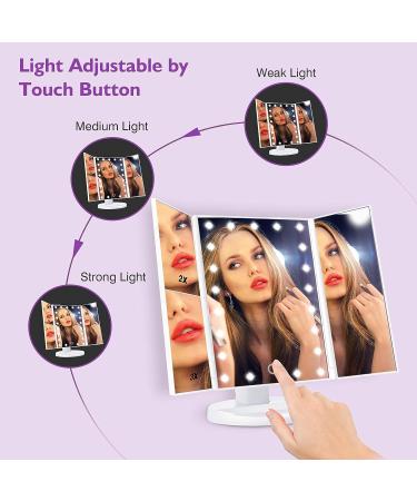 HAMSWAN Makeup Mirror with Lights - Touch Control Design, 1X 2X 3X 10X Magnifying, Dual Power Supply - Portable LED Vanity Mirror for Women Gift (White+10X) - Buy Online on GoSupps.com