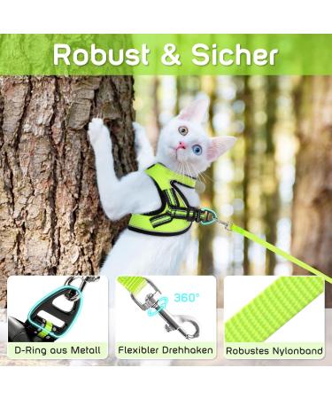 Aokcats Adjustable Soft Reflective Cat Harness Set with Leash & Dishes - Leak-Proof Design for Kittens & Rabbits - Light Green - Buy Online on GoSupps.com