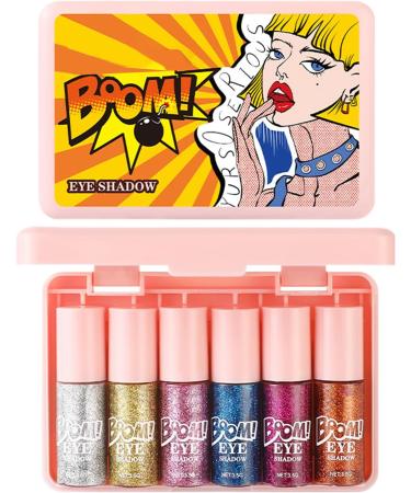 Liquid Eyeshadow 6 Piece Liquid Gloss Cosmetics High Pigment Smudged Sparkling Eyeshadow for Daily Use Festivals Cosplay Photo Shoots - Buy Online on GoSupps.com