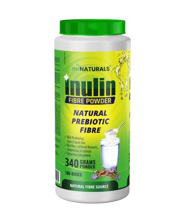 Pure Inulin Fiber Powder Natural Prebiotic Fibre Supplement Clear and Taste Free Increases good bacteria Made from Chicory Root - 106 DOSES - 340 grams - by miNATURALS