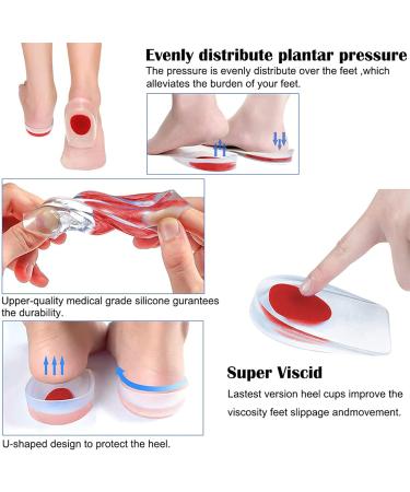 AMTAM 4 Pairs of Gel Heel Cups Shoe Inserts for Plantar Fasciitis Heel Protector Cups for Plantar Fasciitis Support Heel Spur Relief Inserts for Achilles Pain Relief Fascia Support Sore Feet-Red - Buy Online on GoSupps.com
