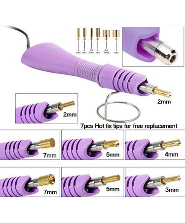 Hotfix Applicator DIY Rhinestone Wand Setter Tool Kit with 7 Tips, Tweezers, Cleaning Brush, 2 Pencils, and 10 Colors of Hot-Fix Crystal Rhinestones - Purple - Buy Online on GoSupps.com