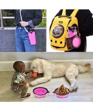 Moacc 800ml Portable Water Bottle & Dog Bowl Set - 2-in-1 Foldable Drinking Bottle for Camping Hiking & Training (Pink) - Buy Online on GoSupps.com