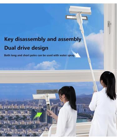 Spray Window Washing Kit with Sewage Collector and 3 Pads 4 in 1 Window Cleaning Kit with Extension Pole Shower Door Squeegee for Bathroom Window Mirror Tile Wall - Buy Online on GoSupps.com