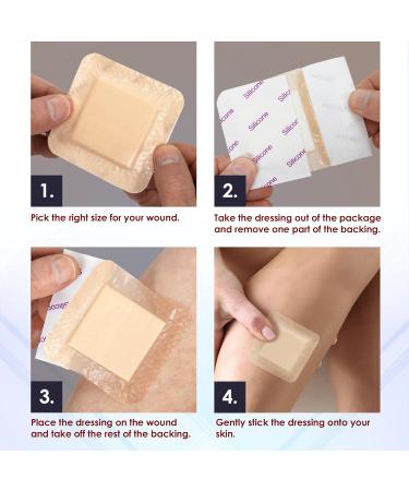 MEDca Silicone Foam Dressing w/ Adhesive Border - 3x3 Waterproof Bandages for Wounds (Pack of 10) - Highly Absorbent Bandage Care for Bed Sores Pressure Sores & Ulcers - Buy Online on GoSupps.com