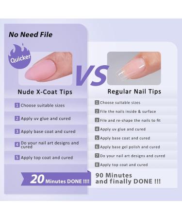 BTArtbox XCOATTIPS Short Almond Press On Nails - Natural Pink Gel False Nails Soak Off Acrylic Extensions for DIY Nail Art & Halloween Gifts - Buy Online on GoSupps.com
