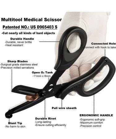 MEUUT 8-Inch Trauma Shears Bandage Scissors - Surgical Grade EMT Scissors for Medical Workers - Black (Pack of 2) - Buy Online on GoSupps.com