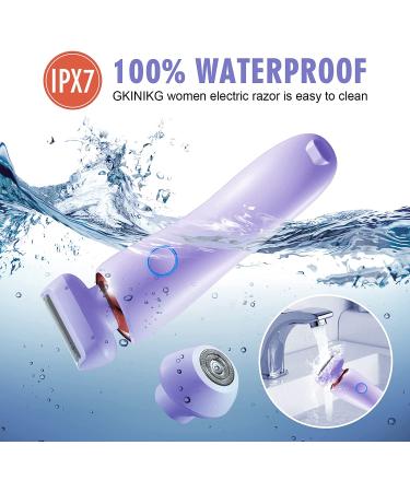 GKINIKG 2 in 1 Women's Electric Razor - Bikini Trimmer, Wet Dry Use, Cordless with Charging Base - Light Purple - Buy Online on GoSupps.com