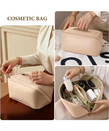 Aucuu Premium PU Cosmetic Travel Bag - Large Capacity, Waterproof, Multifunctional & Easy to Carry - Gift for Women (Pink) - Buy Online on GoSupps.com