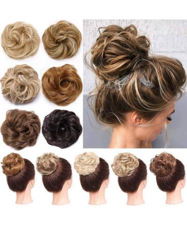Women Messy Hair Scrunchy Scrunchie Bun Up Do Hair Piece Hair Ribbon Ponytail Hair Extensions Wavy Messy Natural Black