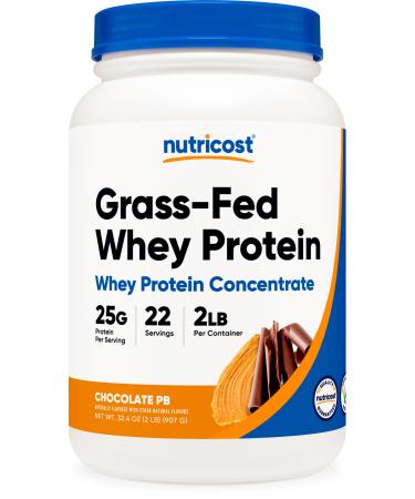 Nutricost Grass-Fed Whey Protein Concentrate (Chocolate Peanut Butter) 2LBS - Post Workout Powder Supplement Non-GMO
