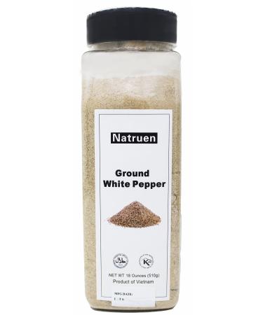 Natruen Ground White Pepper 18 Ounces, Fine Ground, White Peppercorns Powder Ready to Use, All Natural, Non-GMO, Vegan, Gluten Free, Kosher, and Halal