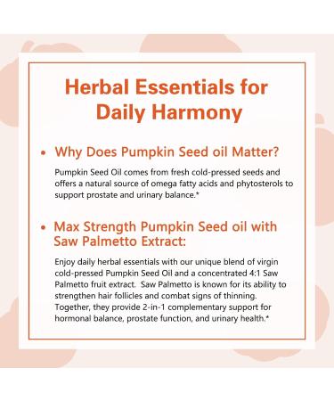 Pumpkin Seed Oil with Saw Palmetto 3000mg Per Serving 300 Softgels | Cold Pressed Pure Virgin Oil Essential Fatty Acids & Phytosterols | Supports Hair Urinary Bladder & Prostate Health | Non-GMO - Buy Online on GoSupps.com