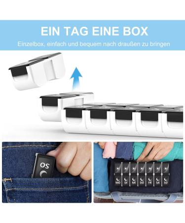 DOHIMGIO 7-Day Pill Box with 14 Removable Compartments Small Morning & Evening Medication Organizer (Black) | International Shipping Available - Buy Online on GoSupps.com