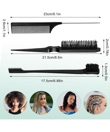 4 Pcs Bounce Curl Defining Brush Comb Set Slick Back Hair Brush Bounce Curly Hair Defining Brush with Edge Brush Bristle Brush Rat Tail Comb for Shaping and Defining Curls Curl Separation - Buy Online on GoSupps.com