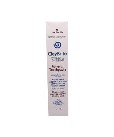 Zion Health ClayBrite White Mineral Toothpaste Natural Mint Flavor 4 oz 120 g