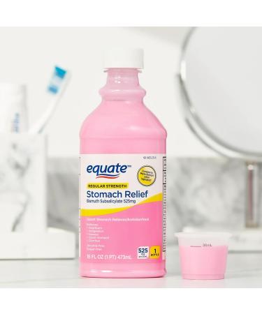 Equate Upset Stomach Relief Bismuth Liquid + Luall Sticker - Regular Strength 8oz - 16oz Options - Buy Online on GoSupps.com