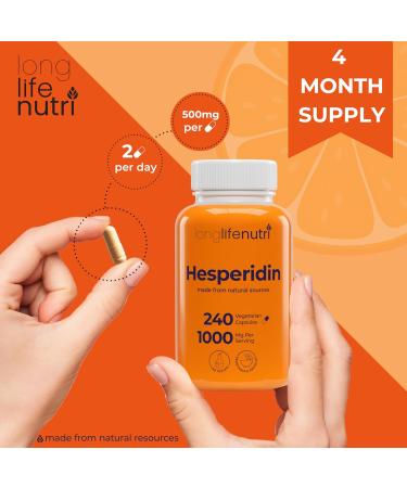 Hesperidin 1000mg - 240 Capsules for Cardiovascular Health Blood Pressure & Circulation Support - Immune Boosting Antioxidant - Made in USA - 4 Month Supply - Buy Online on GoSupps.com