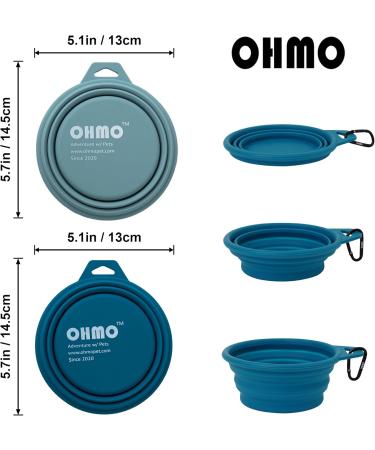 Buy Ohmo Foldable Dog Bowl Set - 2 Premium Silicone Pet Water Bowls (400ml) for Dogs & Cats - Portable & Perfect for Outdoor Camping - Dark Blue & Light Blue - Buy Online on GoSupps.com