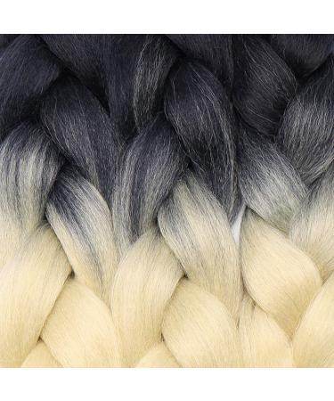 Buy Braids Extensions - Kanekalon Crochet Hair 5pcs 60cm Colorful Black & Light Blonde - Shop Quality Synthetic Hair for International Shipping! - Buy Online on GoSupps.com