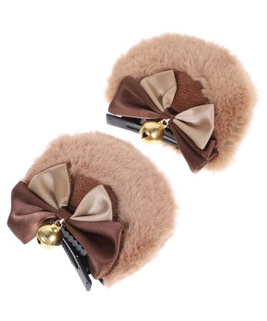 WRITWAA 1 Pair Bear Ear Hair Clip Kawaii Hair Clips Cosplay Ears Headpiece Festival Hair Accessories for Theme Birthday Party Festival Decoration Camel Brown