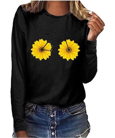 tsaChick Women's Oversized Sunflower Sweatshirt - Clearance Sale | S-XXL | Black | Crew Neck Knit | Autumn Winter Fashion - Buy Online on GoSupps.com