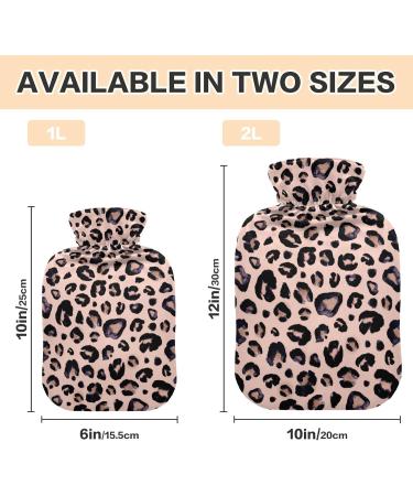 Leopard Pink Hot Water Bottle 2L with Cover Pain Relief & Hand Feet Warmer for Winter | International Shipping - Buy Online on GoSupps.com