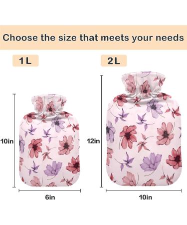 Buy Naanle 1L Hot Water Bottle with Flower Motif - Transparent Ideal for Bed Hands Feet Warmer & Pain Relief - International Shipping Available - Buy Online on GoSupps.com