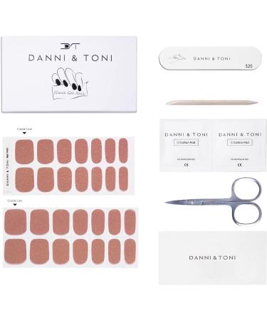 DANNI & TONI Everglow Gel Nail Strips - 28 Semi Cured Stickers in Light Salmon with Golden Shimmer | Solid Colour Gel Nail Polish - Buy Online on GoSupps.com