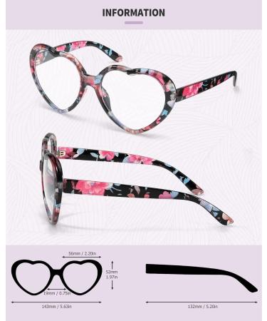 LVIOE Heart Blue Light Blocking Glasses for Women - Stylish UV Filter Fake Glasses - LB960 A04 Black Ink - Buy Online on GoSupps.com