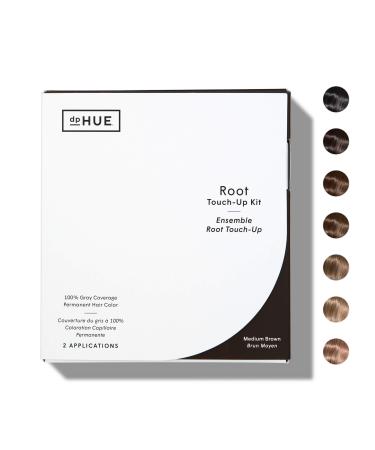 dpHUE Root Touch-up Kit - Medium Brown, 2 Applications - Permanent Grey Hair Touch Up & Root Cover Up Solution - Low Ammonia, Salon-Quality Creme Hair Color Made in Italy