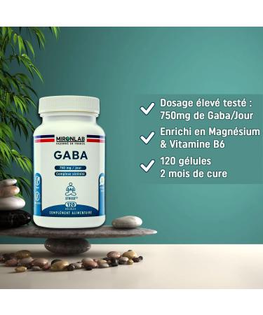 GABA Pure 750mg | Adult Anti Stress Enriched with Magnesium & Vitamin B6 | 120 Capsules 2 Months | Promotes Sleep Serenity and Relaxation | French Laboratory MIRONLAB - Buy Online on GoSupps.com