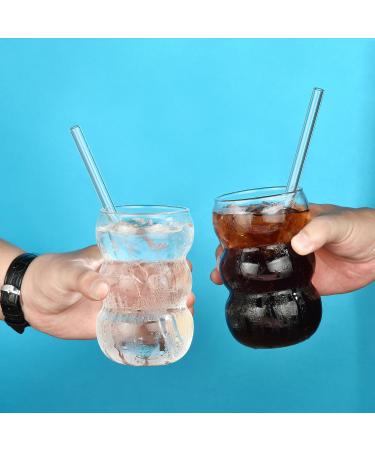 Alink Bubble Glass Set - 4 Ribbed 550ml Drinking Glasses for Latte Macchiato Iced Coffee & Cocktails | Elegant Wave Design - Buy Online on GoSupps.com
