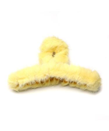 Winter Large Fluffy Hair Clip Beautiful Women's Hair Clip Headpiece Elegant Hair Accessory (Yellow)