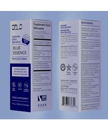 Orlo Blue Essence - Liquid Blue Spirulina with Phycocyanin Extract & Bioactive Methylcobalamin B12 Vitamin - Methylene Alternative - Natural Vegan Superfood - Clean Bioavailable Formula 50 ml - Buy Online on GoSupps.com