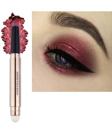 SAUBZEAN Eyeshadow Stick Makeup with Soft Smudger Natural Matte Cream Crayon Waterproof Hypoallergenic Long Lasting Eye Shadow Romantic Red Shimmer 09