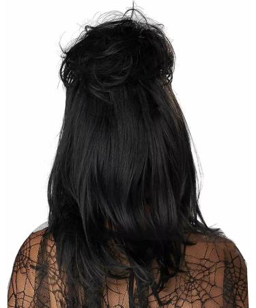 PORSMEER Black Gothic Bride Wig for Lydia Long Cosplay Wig With Hair Bun for Women Halloween Party California Fancy dress Lydia Wig - Buy Online on GoSupps.com