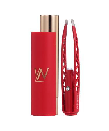 LaTweez Pro Illuminating Tweezers & Mirrored Carry Case with Diamond Dust Tips Red 0.5 Pound