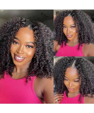 Beauty Forever Kinky Curly U Part Human Hair Wig 4x1 inch Small Leave Out,Curly Upgrade U Part Wig Human Hair Wigs for Black Women 10A Grade Brazilian Virgin Hair Glueless No Leave Out Clip In Wig 150% Density Natural Colo…