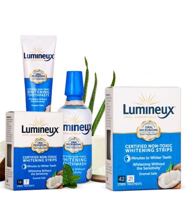 Lumineux Oral Essentials Teeth Whitening Kit and Whitening Strip Bundle - 21 Whitening Strips