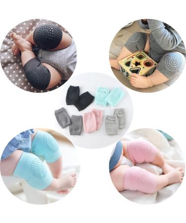 Baby Crawling Knee Pads & Anti-Slip Socks Set | Unisex Infant Gift | Toddlers Kneepads (Blue/Pink/Grey) 6-24 Months - Buy Online on GoSupps.com
