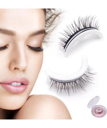 Fake Eyelashes 1 Pair Reusable Self-adhesive False Eyelashes Makeup Eyelashes with Crystal Case Realistic Lashes for Beginners Women Natural Fake Eyelashes - Buy Online on GoSupps.com