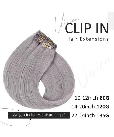 Vivien Silver Clip-In Extensions | Real Hair 55cm 135g - Smooth Gray Extensions for Volume | 22 Inch Clip-In Hair Perfect for All Styles - Buy Online on GoSupps.com