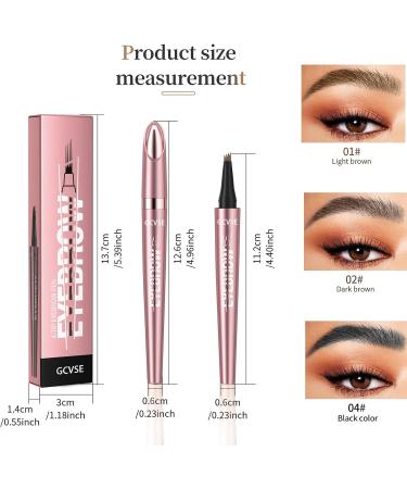 GCVSE Eyebrow Pencil Microblading Eyebrow Pencil with 4 Micro-Fork Tips Long-Lasting Brow Waterproof Smudgeproof Brow Pen - Easy Creation of Natural Looking Defined Eyebrows (Black) - Buy Online on GoSupps.com
